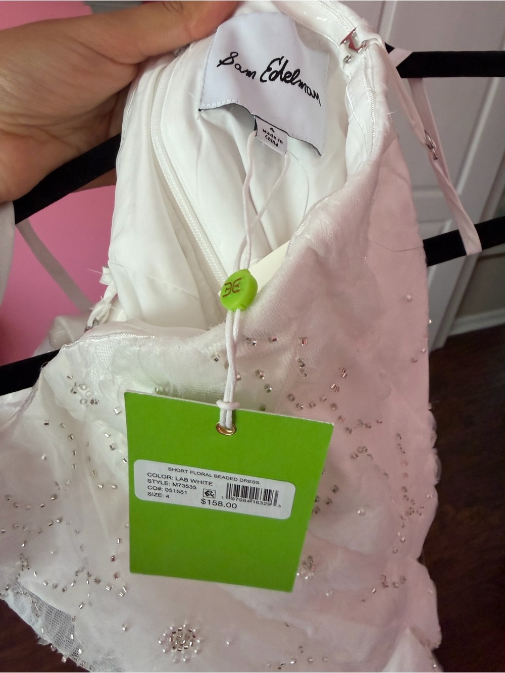 NWT Sam Edelman White Floral Lace Beaded Mini Dress - Picture 3 of 4